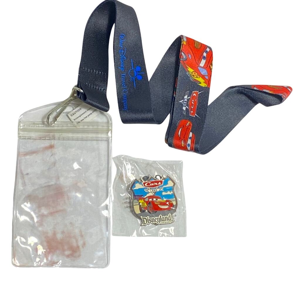 Cars Land Lightning McQueen Walt Disney Travel Company Pin #94832 Lanyard Sleeve